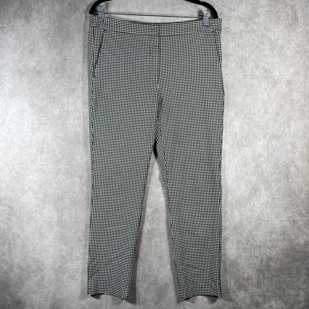 ZARA Pants‎ Womens XL Black White Gingham Checkered Ankle Pants Casual Trousers